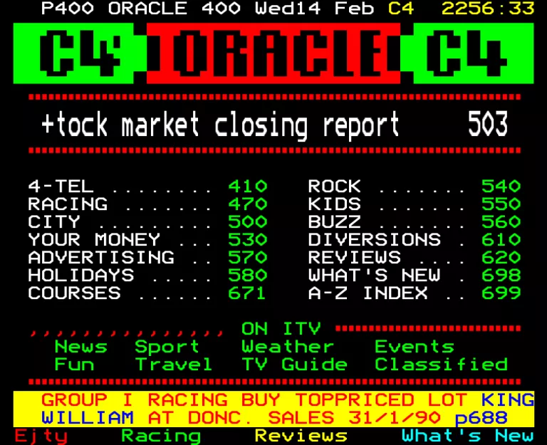 Channel Four from Wednesday 14th February 1990