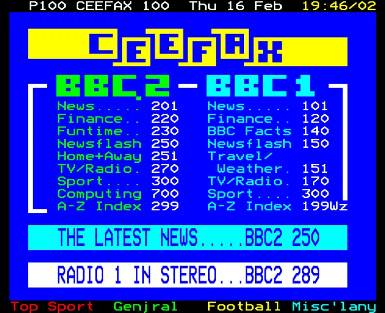 BBC2 from Thursday 16th February 1989