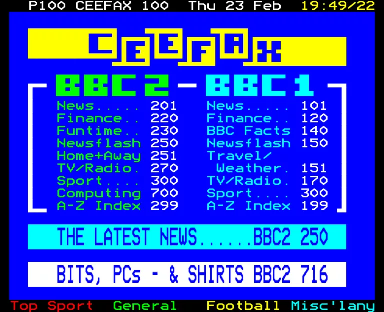 BBC2 from Thursday 23rd February 1989