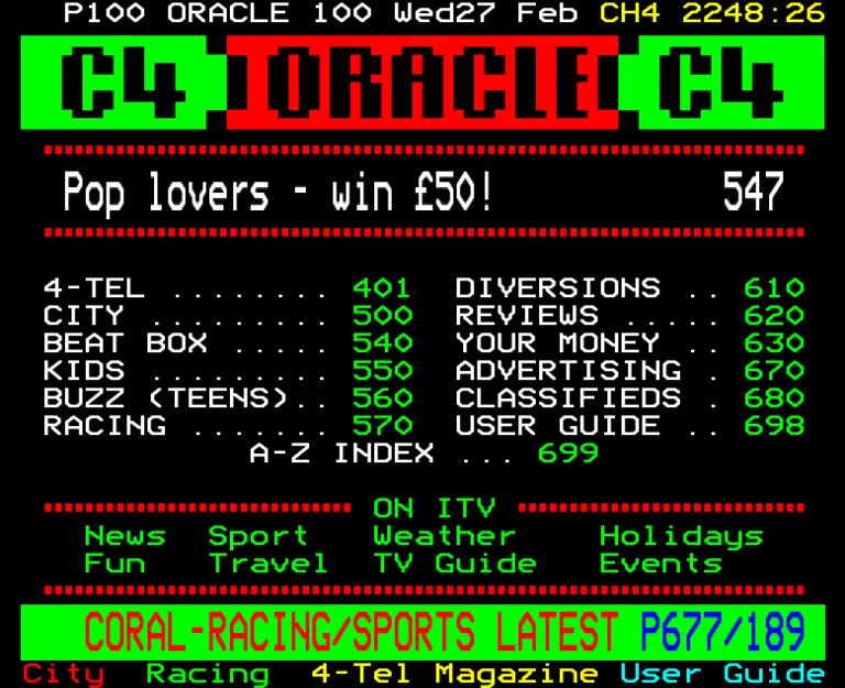 Channel Four from Wednesday 27th February 1991