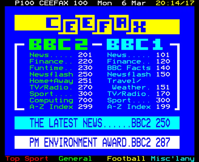 BBC2 from Monday 6th March 1989