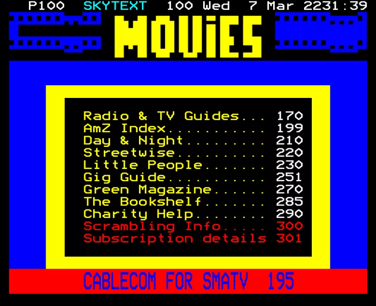 Sky Movies from Wednesday 7th March 1990