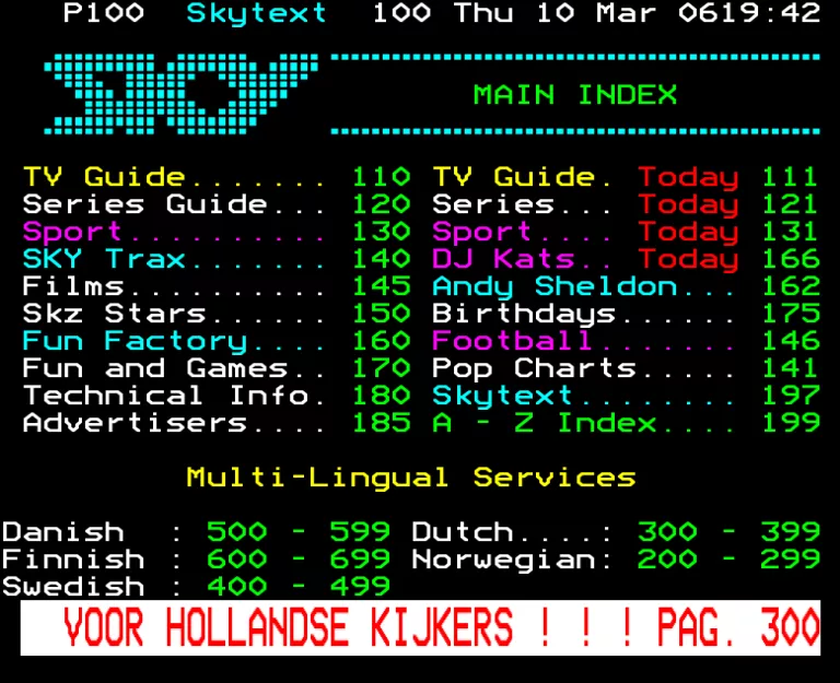 Sky Text from Thursday 10th March 1988