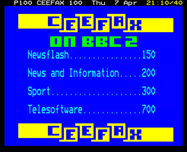 BBC2 from Thursday 7th April 1988