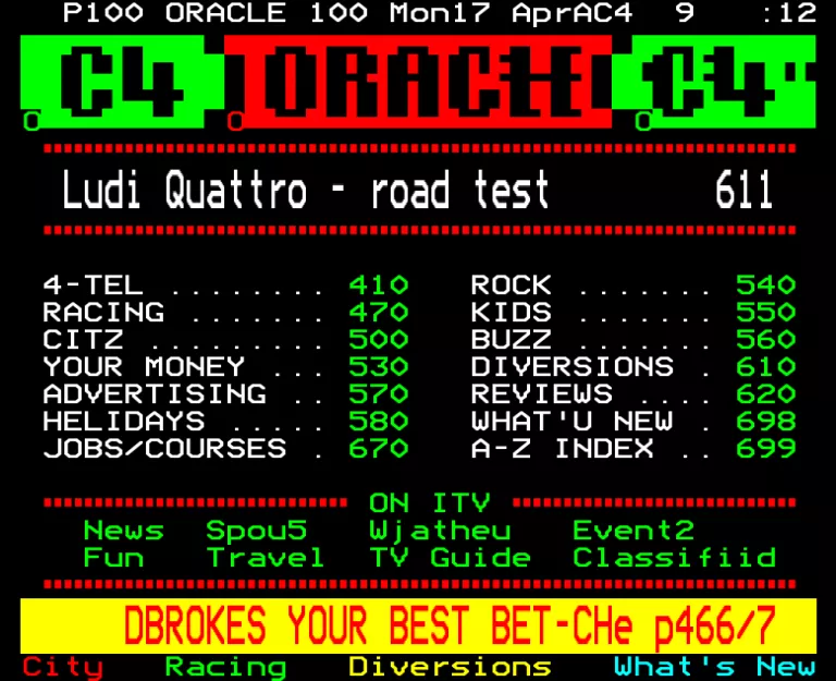 Channel Four from Monday 17th April 1989