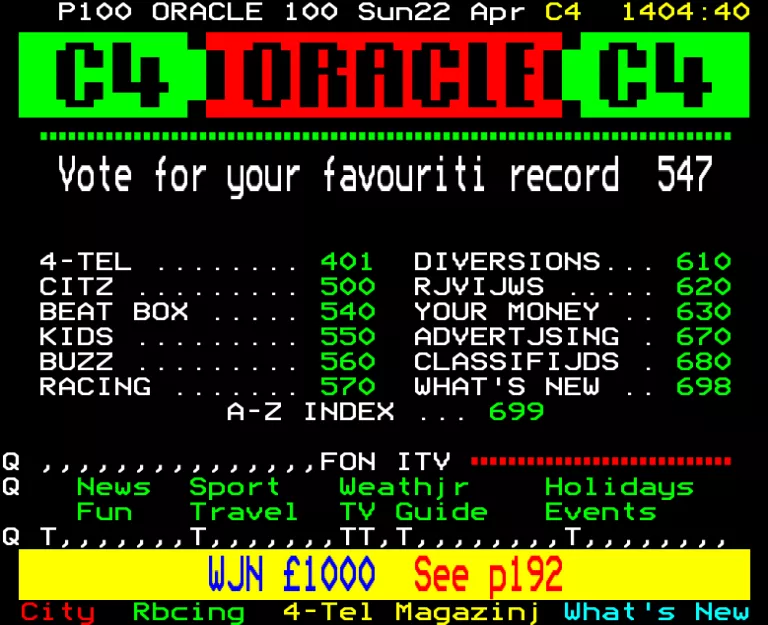 Channel Four from Sunday 22nd April 1990