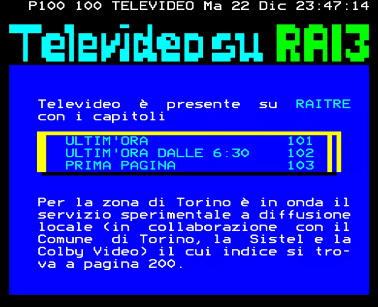 Rai 3 from Tuesday 22nd December 1992