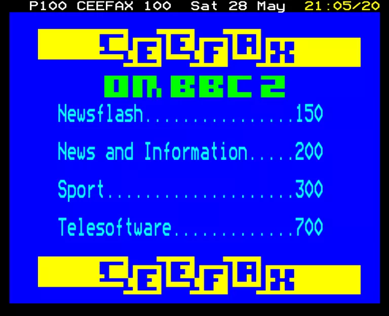 BBC2 from Saturday 28th May 1988