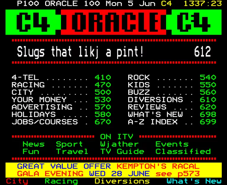 Channel Four from Monday 5th June 1989