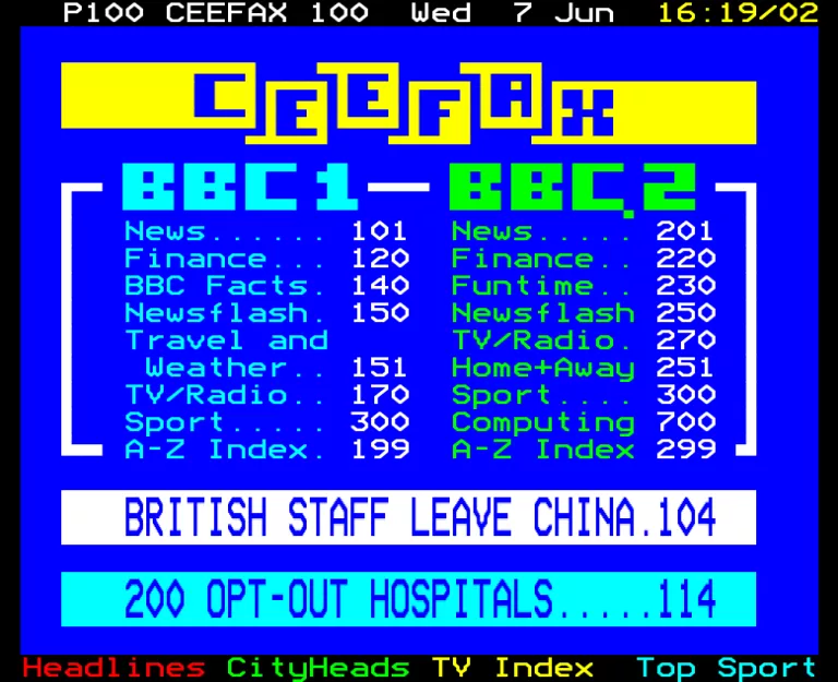 BBC1 from Wednesday 7th June 1989
