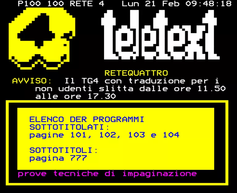 Retequattro from Monday 21st February 1994
