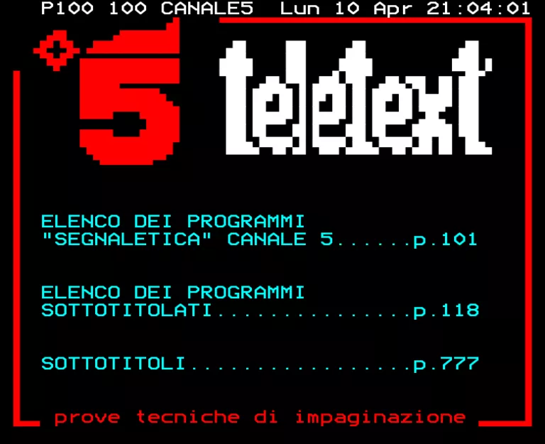 Canale 5 from Monday 10th April 1995