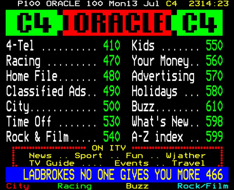 Channel Four from Monday 13th July 1987