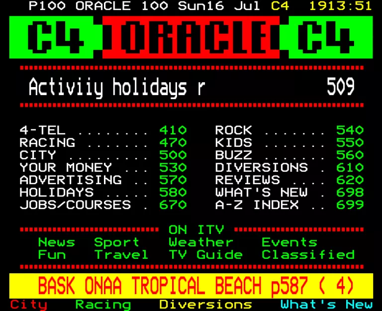 Channel Four from Sunday 16th July 1989