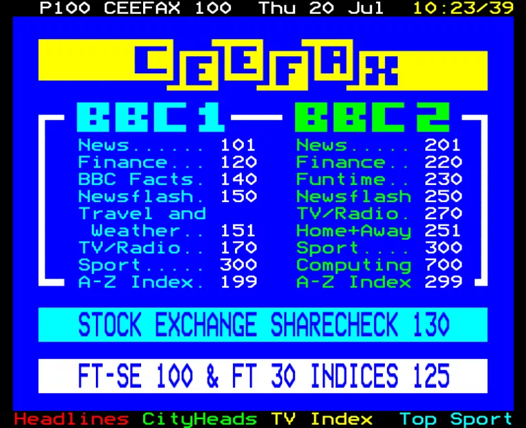 BBC1 from Thursday 20th July 1989