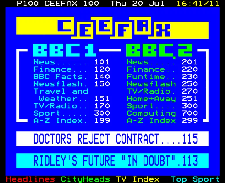 BBC1 from Thursday 20th July 1989