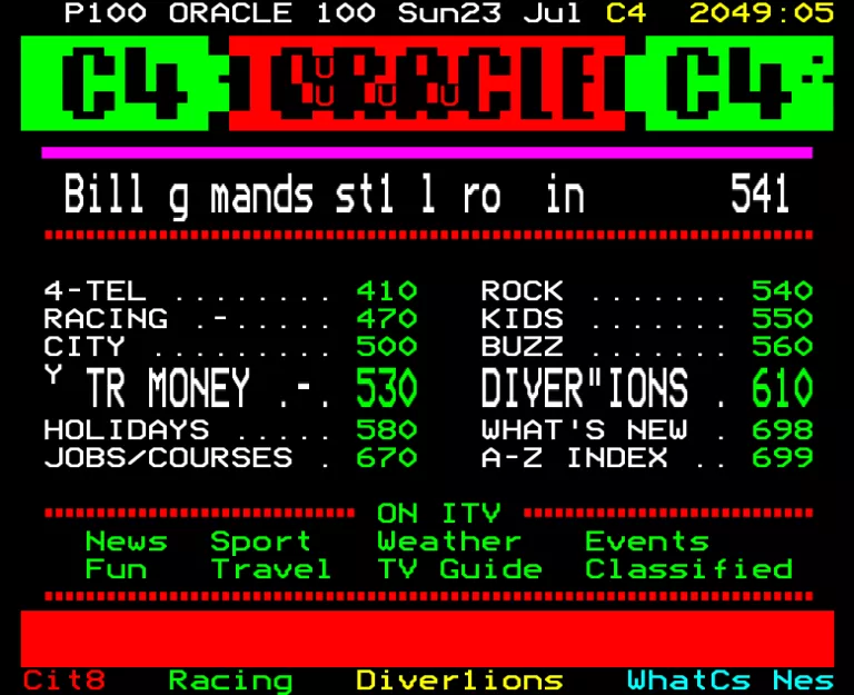 Channel Four from Sunday 23rd July 1989