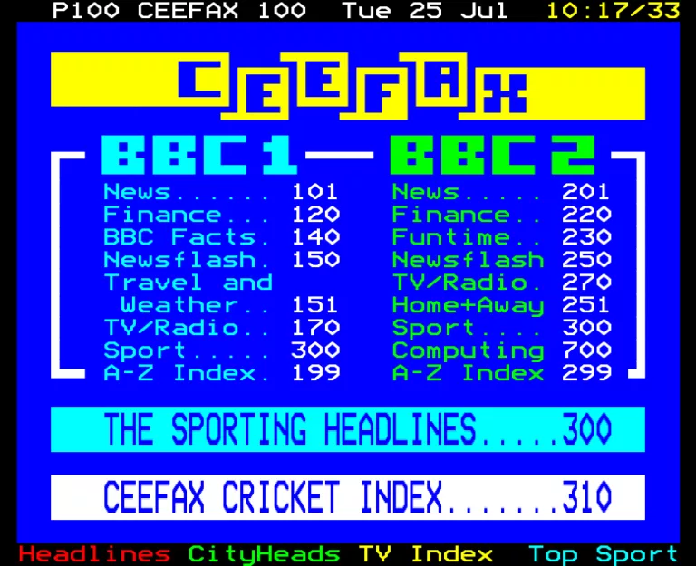 BBC1 from Tuesday 25th July 1989
