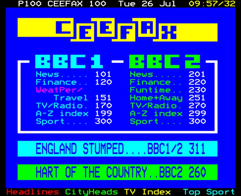 BBC1 from Tuesday 26th July 1988