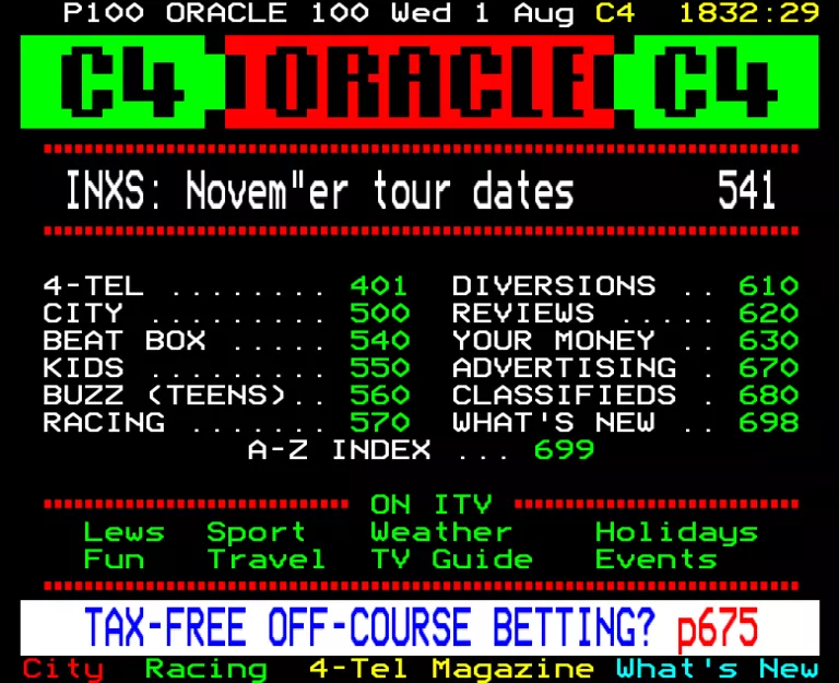 Channel Four from Wednesday 1st August 1990
