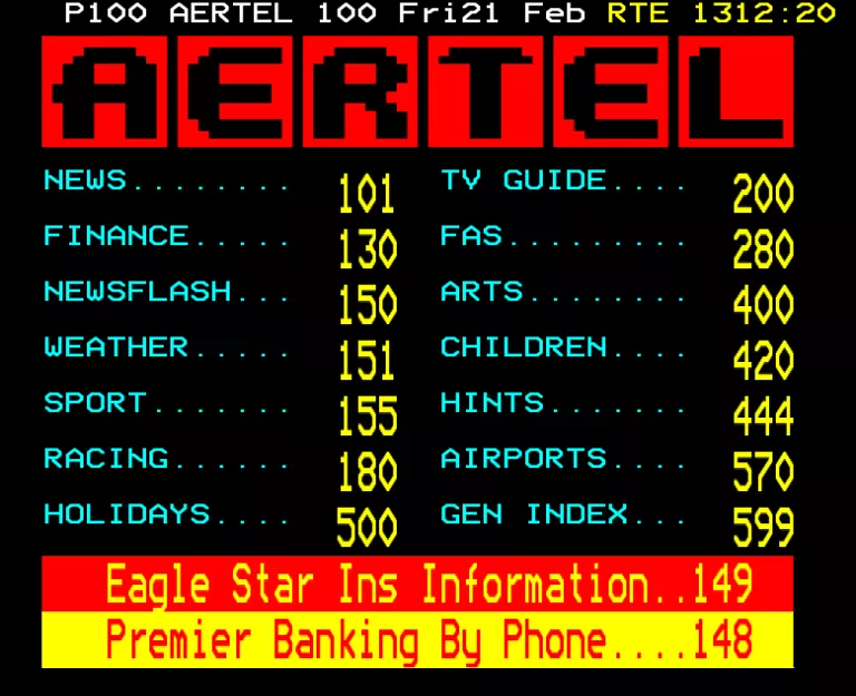 RTÉ from Friday 21st February 1992