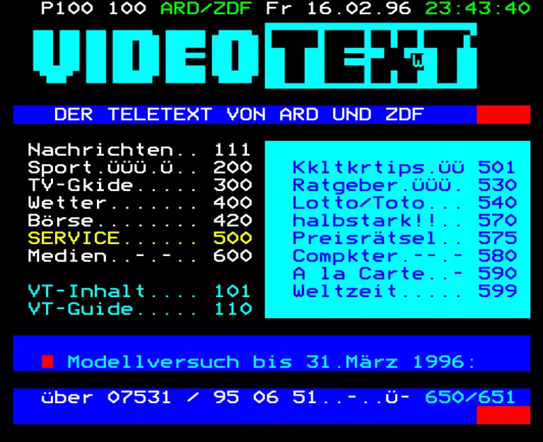 ZDF from Friday 16th February 1996