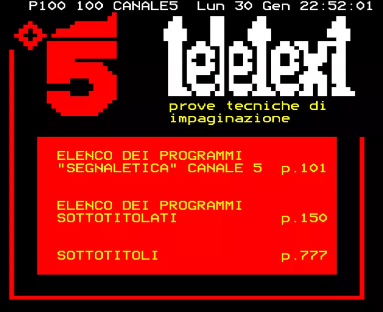 Canale 5 from Monday 30th January 1995