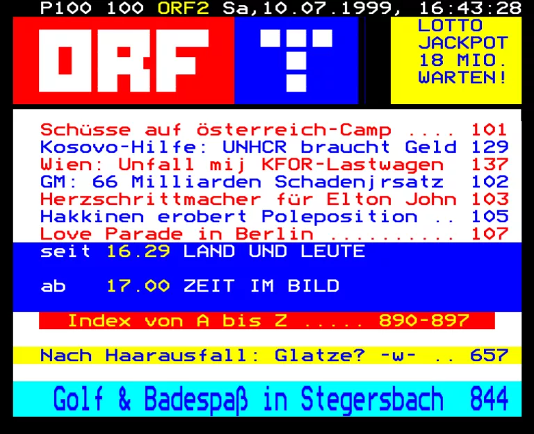 ORF2 (FS2) from Saturday 10th July 1999