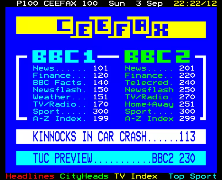 BBC1 from Sunday 3rd September 1989