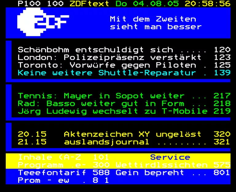 ZDF from Thursday 4th August 2005