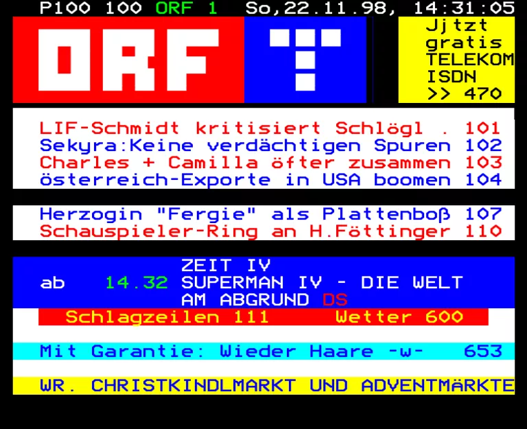 ORF1 (FS1) from Sunday 22nd November 1998