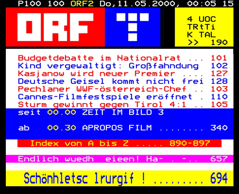 ORF2 (FS2) from Thursday 11th May 2000