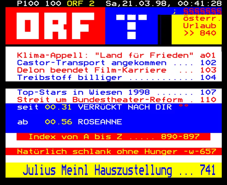 ORF2 (FS2) from Saturday 21st March 1998