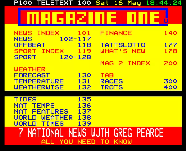 Channel 7 from Saturday 16th May 1987
