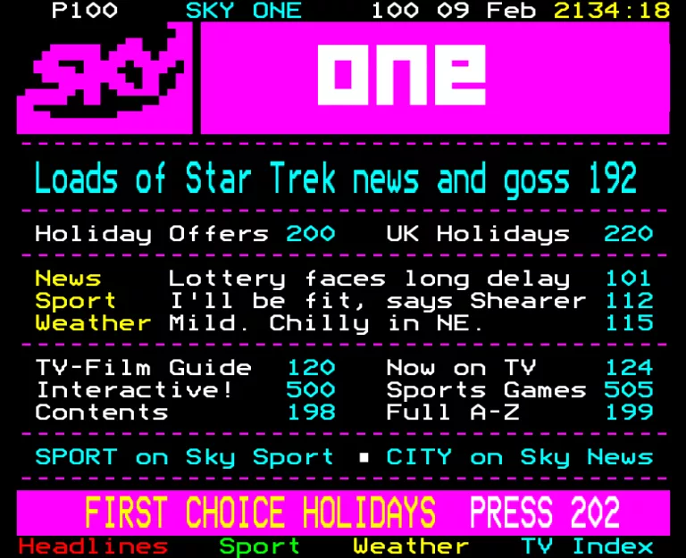 Sky One from Sunday 9th February 1997