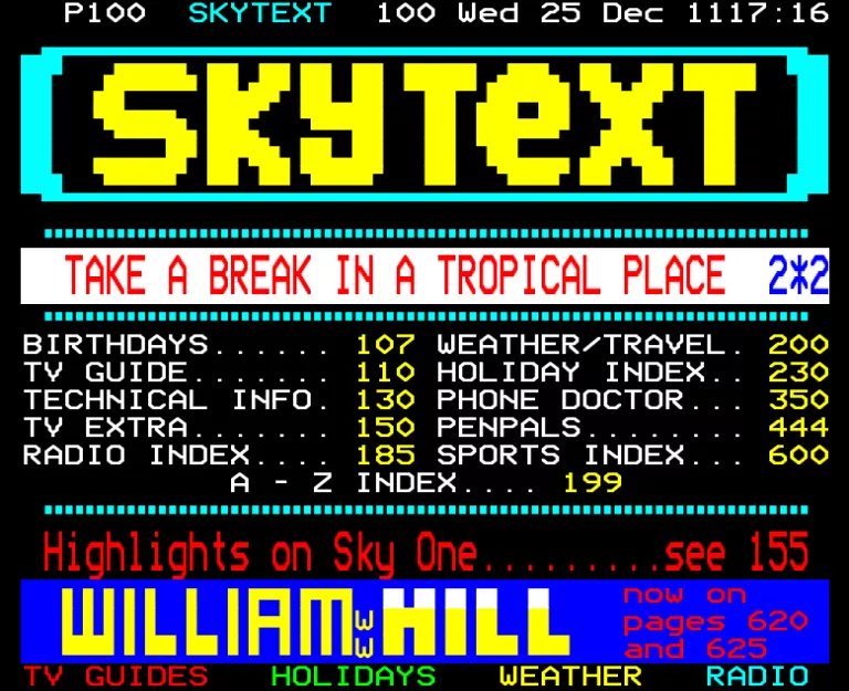 Sky One from Wednesday 25th December 1991