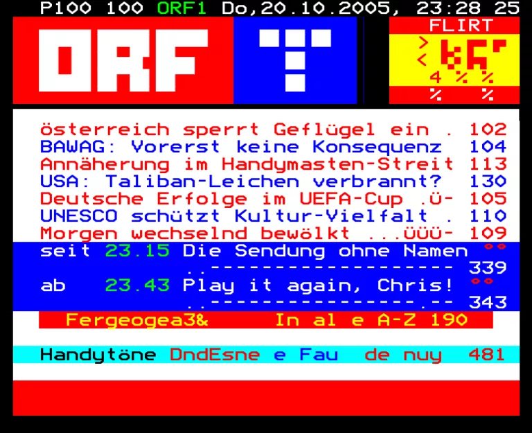ORF1 (FS1) from Thursday 20th October 2005