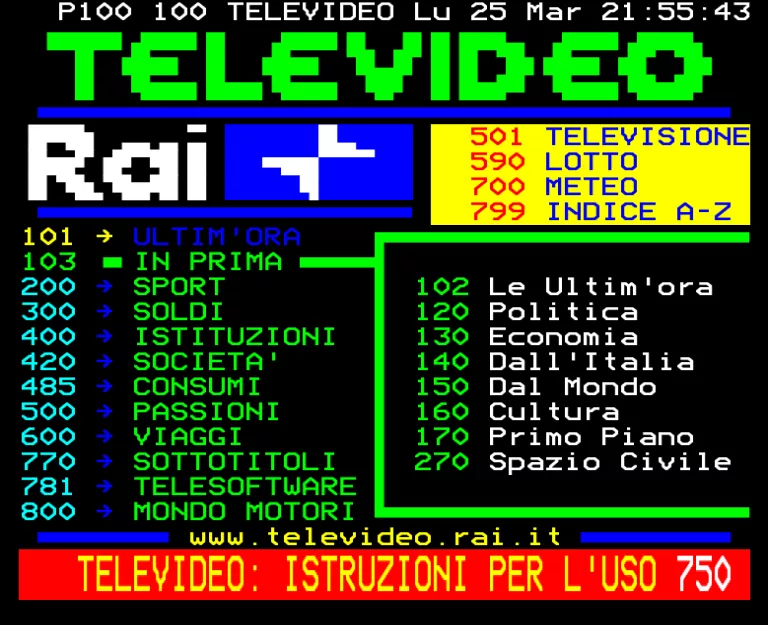 Rai 1 from Monday 25th March 2002