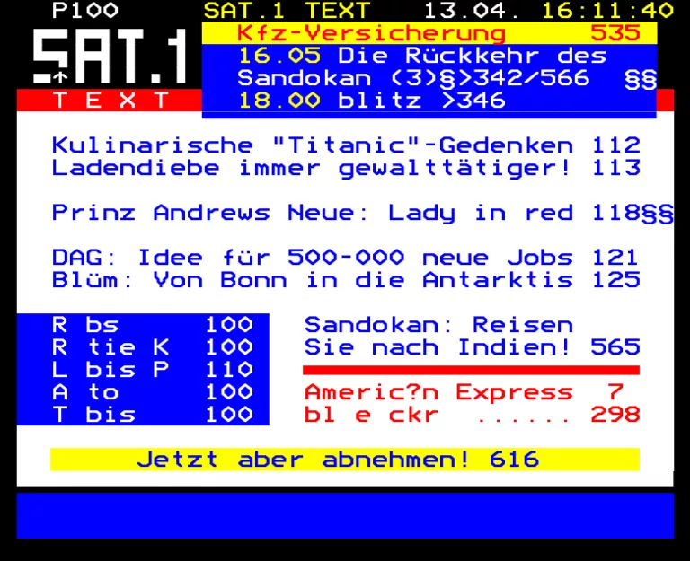 Sat.1 from Monday 13th April 1998