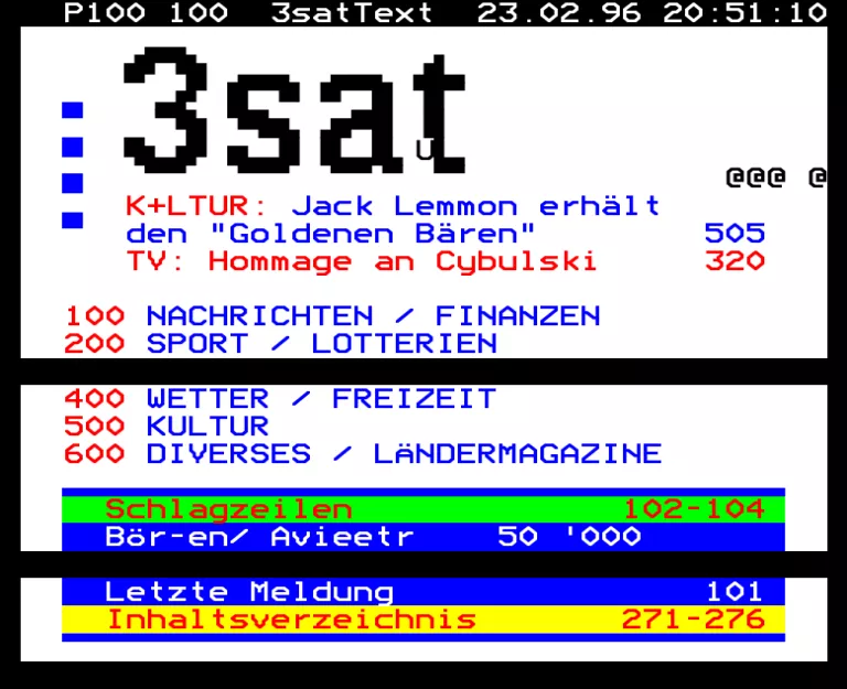 3sat from Friday 23rd February 1996