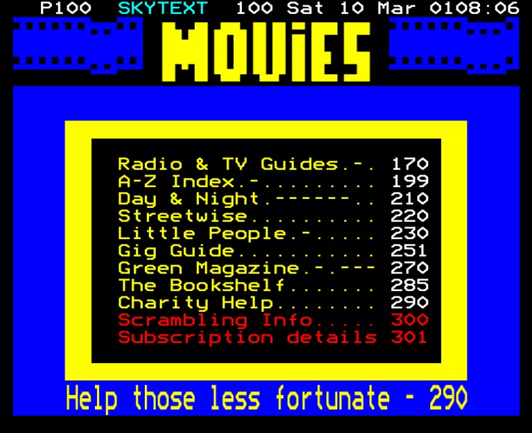 Sky Movies from Saturday 10th March 1990