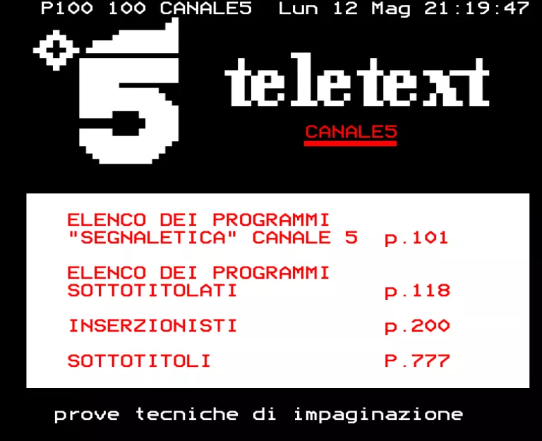 Canale 5 from Monday 12th May 1997