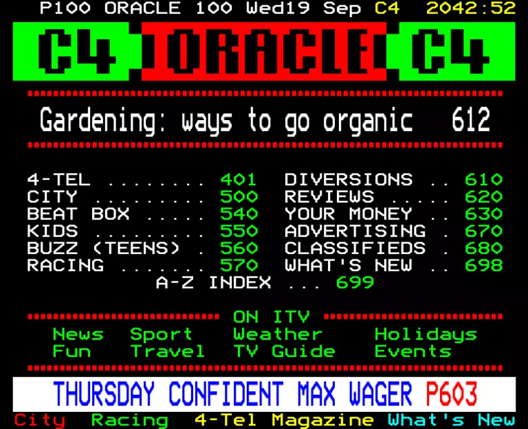 Channel Four from Wednesday 19th September 1990