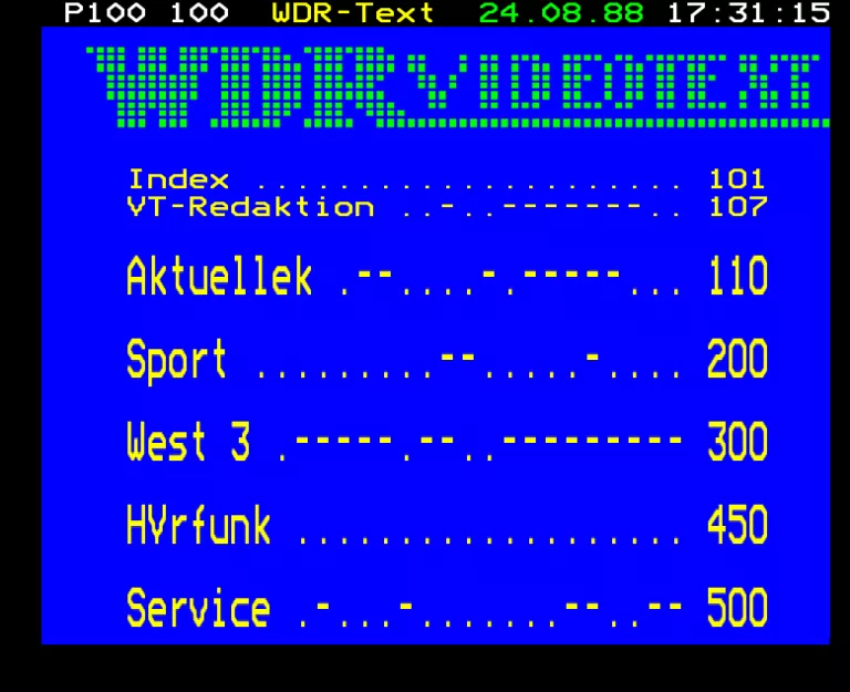 WDR from Wednesday 24th August 1988