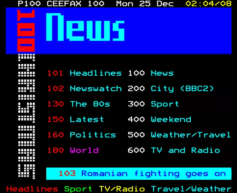 BBC1 from Monday 25th December 1989