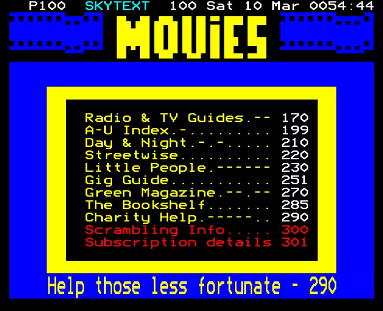 Sky Movies from Saturday 10th March 1990