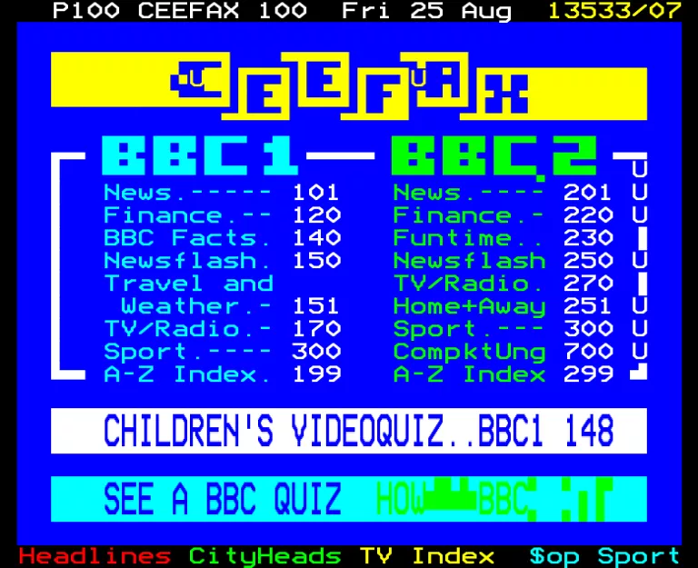 BBC1 from Friday 25th August 1989