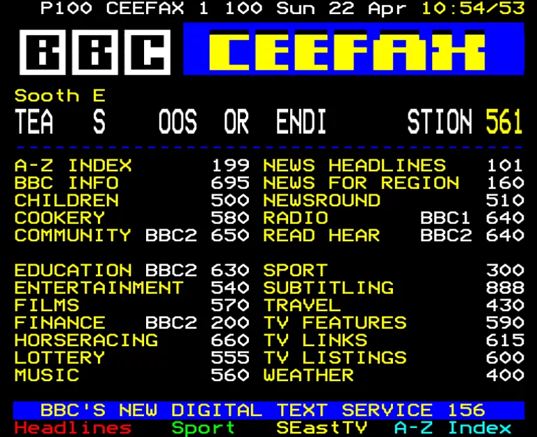 BBC1 from Sunday 22nd April 2001