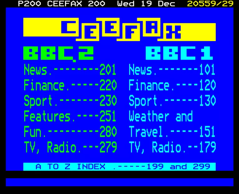 BBC2 from Thursday 19th December 1985