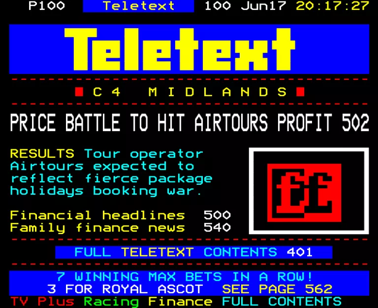 Channel Four from Saturday 17th June 1995